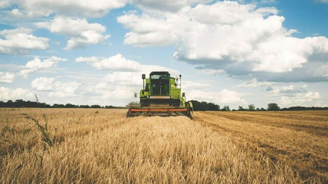 Landmaschine auf einem Getreidefeld