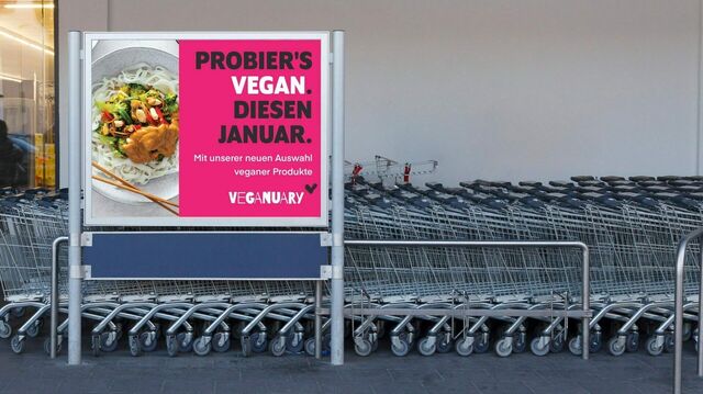Werbeschild für Veganuary-Kampagne