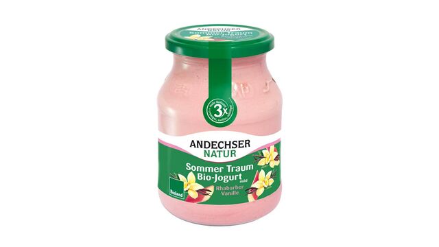 Andechser Natur   Bioland Sommer Traum  Bio-Joghurt Rhabarber Vanille