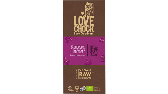 Lovechock Blaubeere&Hanfsaat 85 % Kakao (lovechock.com)